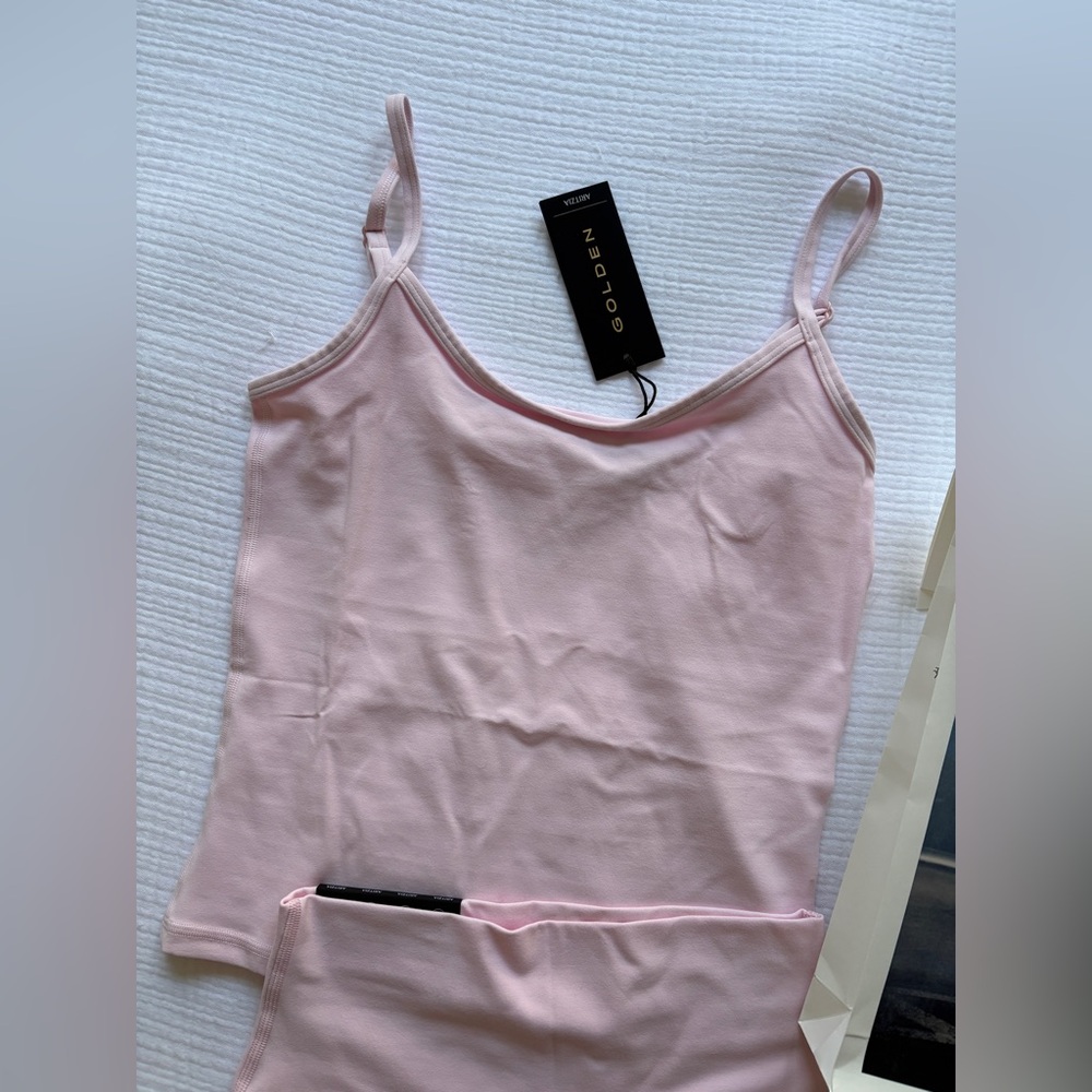 Aritzia Golden Butter Light Pink Cami and Biker Shorts NWT - Picture 2 of 7